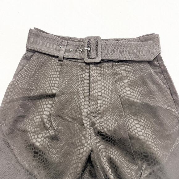 JOA Woven Snakeskin Embossed Belted Pants Black SZ L NWT - Picture 6 of 8